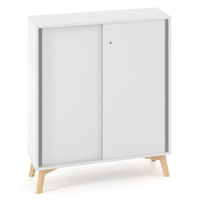 Policová skříň ALFA ROOT, posuvné dveře, 2 police, 100x45x121,5cm, bílá