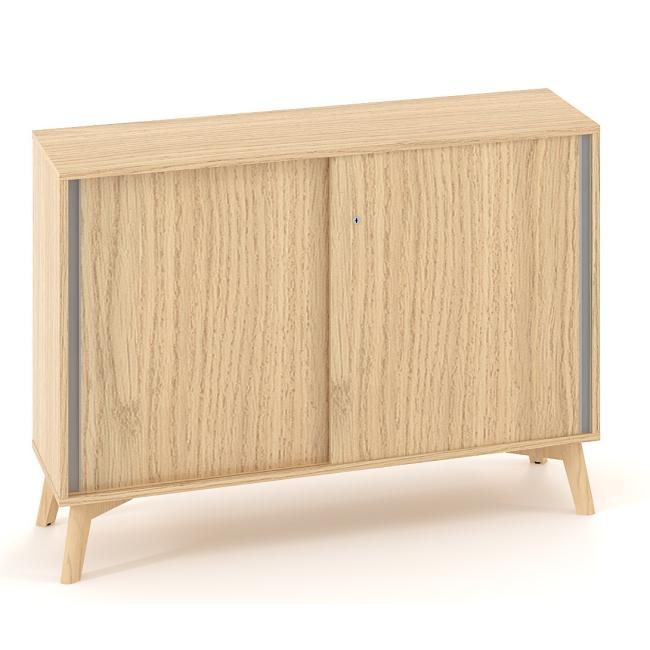 Policová skříň ALFA ROOT s děl.příčkou, posuvné dveře, 1 police, 120x45x88,7cm, dub