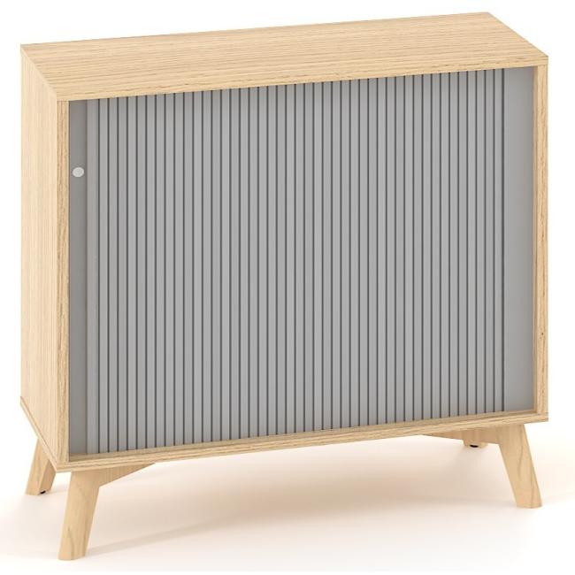 Policová skříň ALFA ROOT, žaluziové dveře RAL9010, 1 police, 100x45x88,7cm, dub