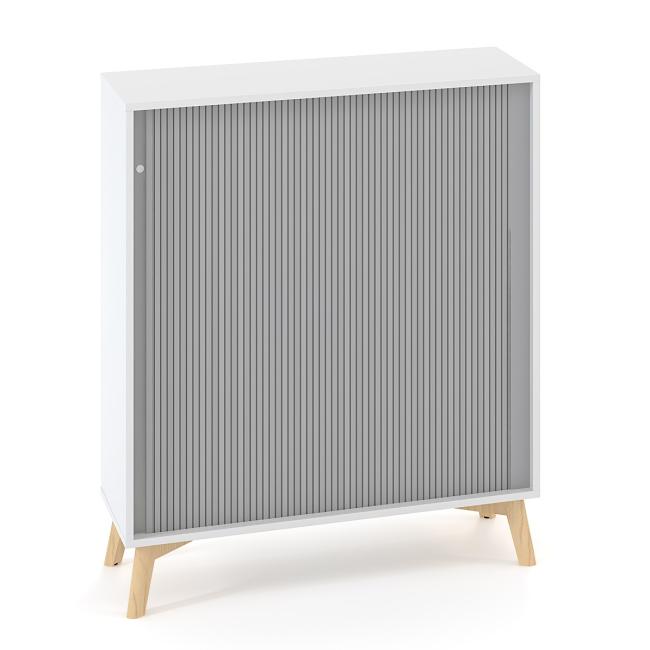 [IR100089] Policová skříň ALFA ROOT, žaluziové dveře RAL9010, 2 police, 100x45x121,5cm, bílá