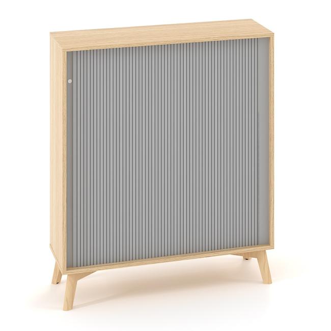 [IR100090] Policová skříň ALFA ROOT, žaluziové dveře RAL9010, 2 police, 100x45x121,5cm, dub
