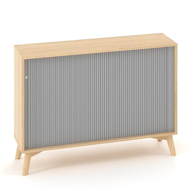 Policová skříň ALFA ROOT s děl.příčkou, žaluziové dveře RAL9010, 1 police, 120x45x88,7cm, dub