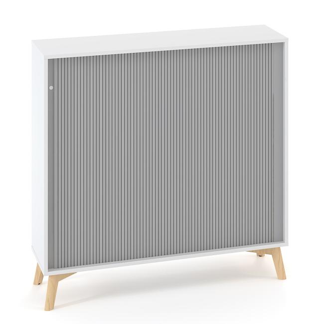 [IR100093] Policová skříň ALFA ROOT s děl.příčkou, žaluziové dveře RAL9010, 2 police, 120x45x121,5cm, bílá