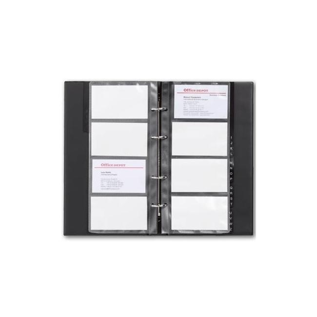 [KP632200] Vizitkář přenosný 4-kroužkový na 80 vizitek s registrem KARTON PP černý