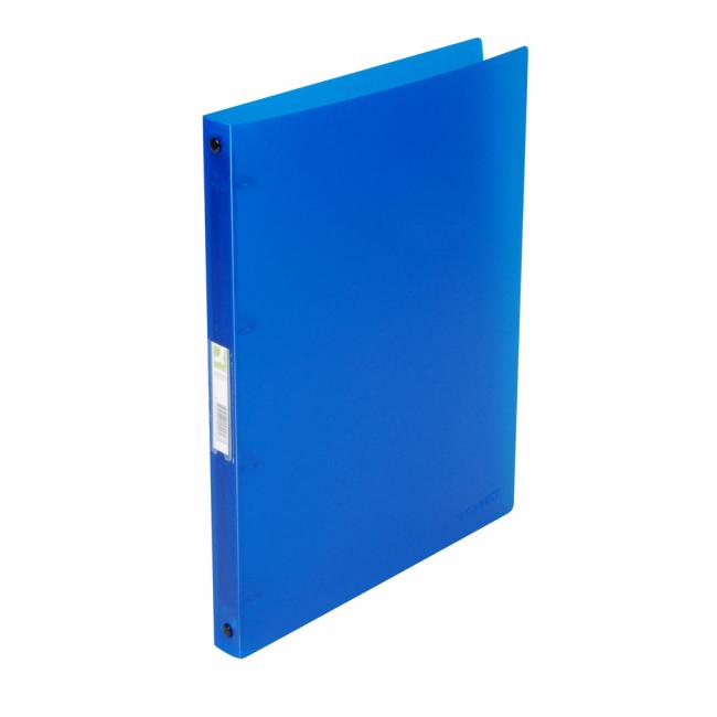 [QC002918] Pořadač 4-kroužkový Q-CONNECT celoplastový 1,6cm transparentní modrý