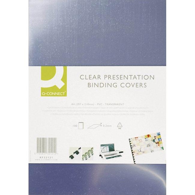 [LF015000] Plastové obálky pro kroužkovou vazbu Q-Connect A4 PVC 150mic čiré