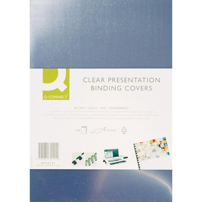 [LF020000] Plastové obálky pro kroužkovou vazbu Q-Connect A4 PVC 200mic čiré