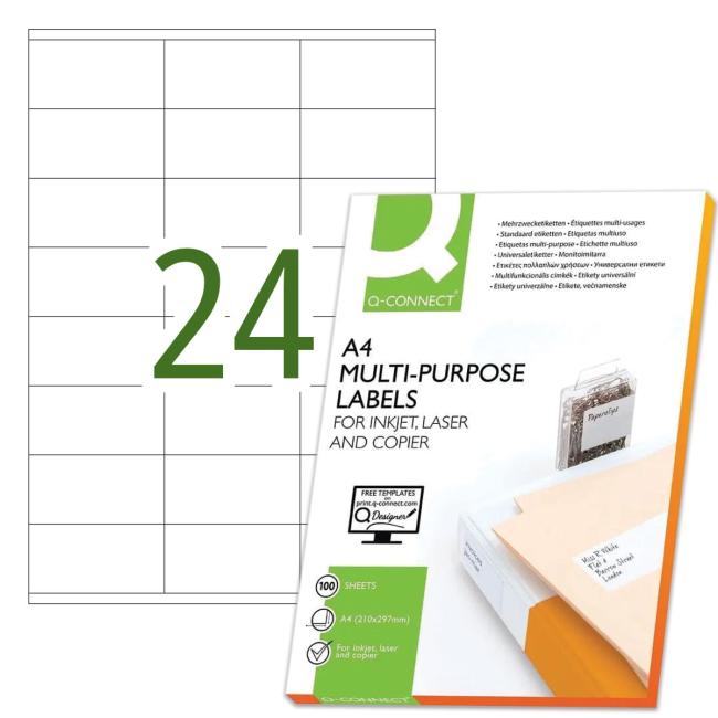 Etikety univerzální 70x36mm Q-CONNECT A4 100 archů