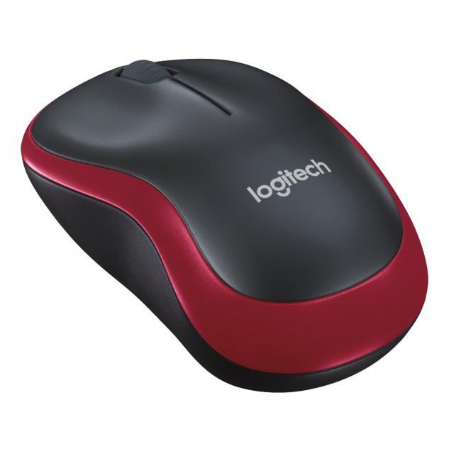 Myš Logitech M185 červená, bezdrátová, optická