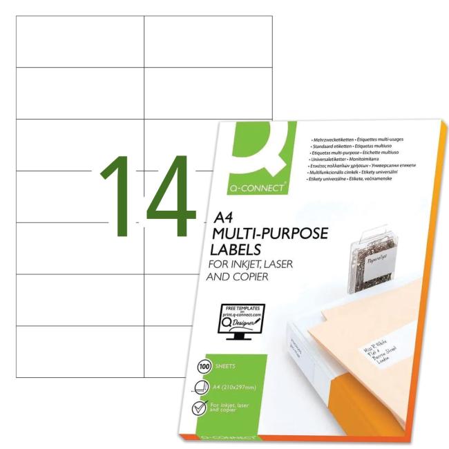 Etikety univerzální 105x42,3mm Q-CONNECT A4 100 archů