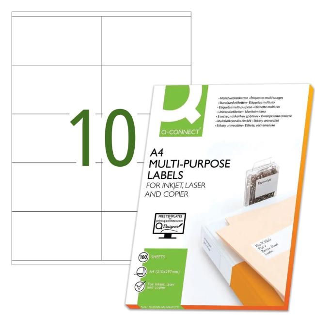 Etikety univerzální 105x57 mm Q-CONNECT A4 100 archů