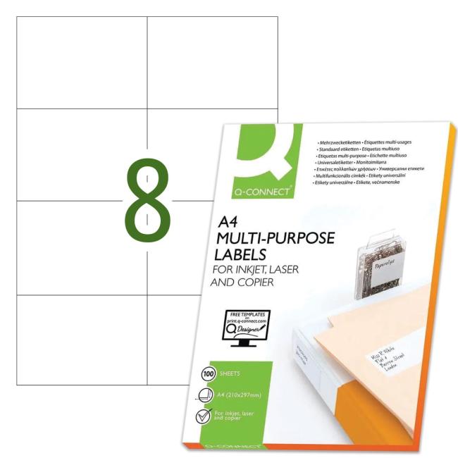 Etikety univerzální 105x74mm Q-CONNECT A4 100 archů