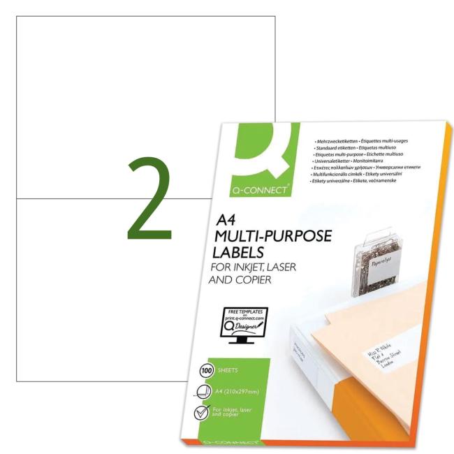 Etikety univerzální 210x148,5mm Q-CONNECT A4 100 archů