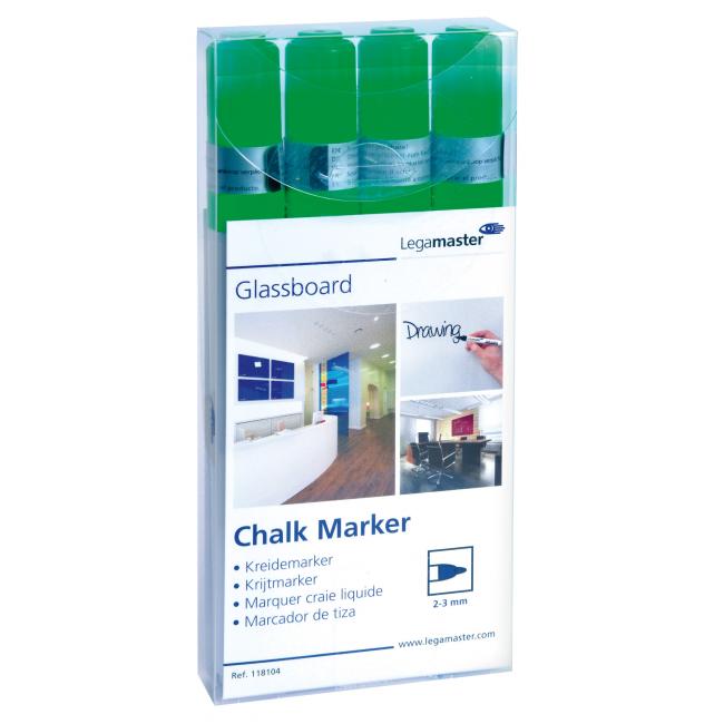 [LM118104] Křídový popisovač GLASSBOARD zelený 4 ks