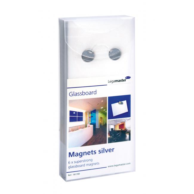 Magnety extra silné na skleněné tabule, váleček 12 mm, 6 ks