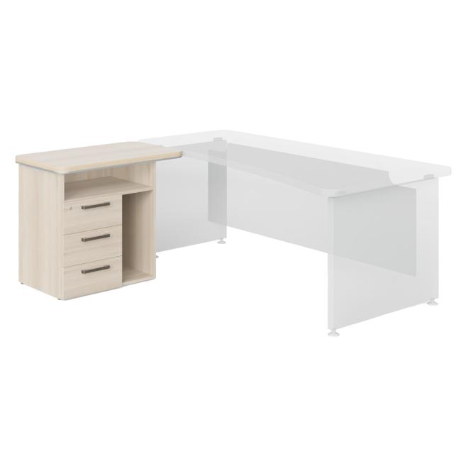 Kontejner přístavný L 3 zásuvky Lenza Wels, nika na PC, 90x76,2x55cm, akát světlý