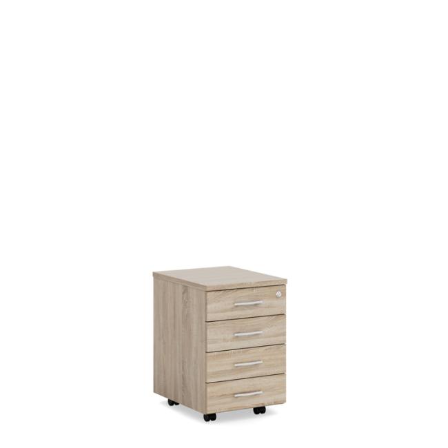 Mobilní kontejner BASIC, 4-zásuvkový se zámkem, 41x67x50cm, dub Sonoma