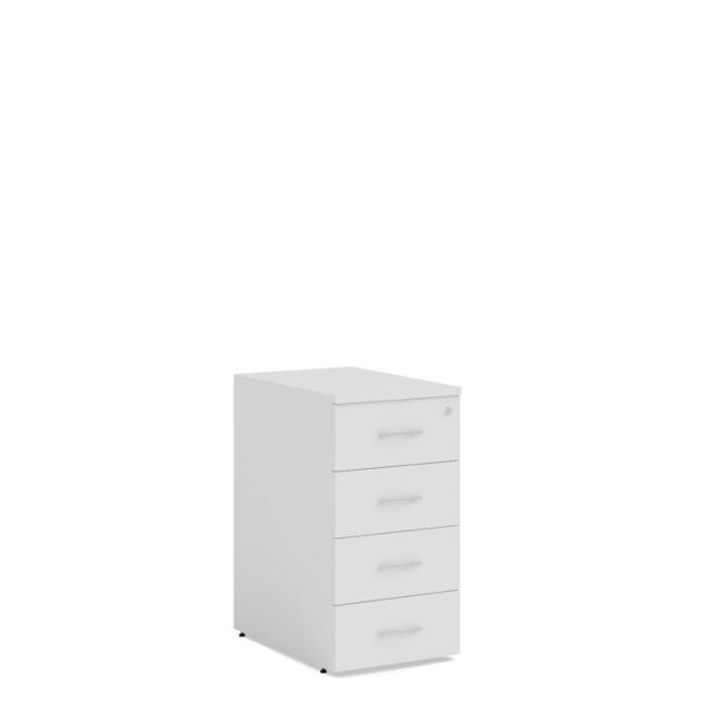 Přístavný kontejner BASIC, 4-zásuvkový se zámkem, 41x76x60cm, bílá