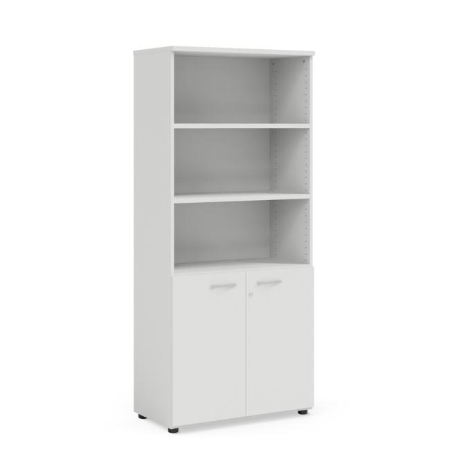 [LZ002883] Policová skříň BASIC, kombinovaná, se zámkem, 80x40x182,1cm, bílá