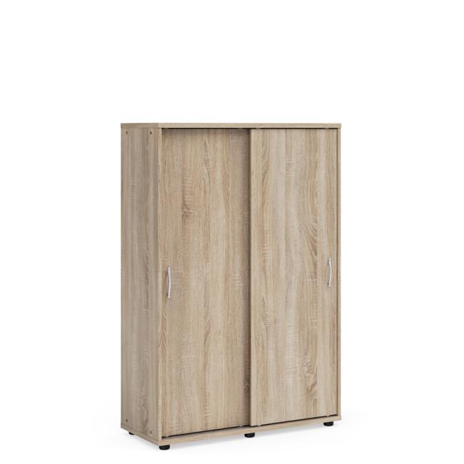 Policová skříň BASIC, posuvné dveře bez zámku, 100x40x147,9cm, dub Sonoma