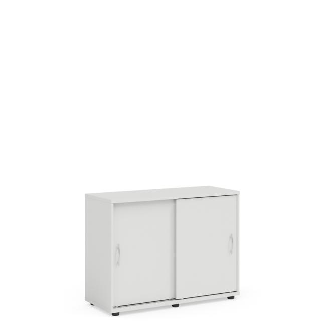Policová skříň BASIC, posuvné dveře bez zámku, 100x40x75, 3cm, bílá
