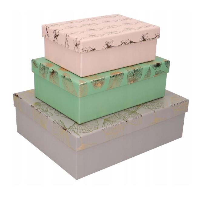 [XX710347] Sada dárkových krabic 3 velikosti Květ List Ginko 3 ks