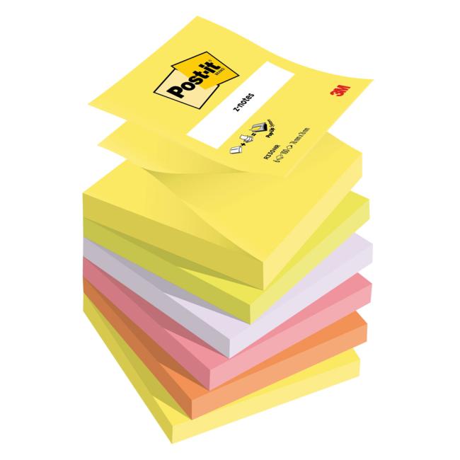 Samolepící Z-bloček Post-it, 76x76 mm, neonové barvy, 6 bločků po 100 lístků