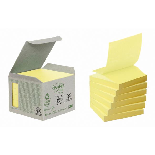 Samolepící Z-Bločky Post-it recyklované, 76x76 mm, žluté