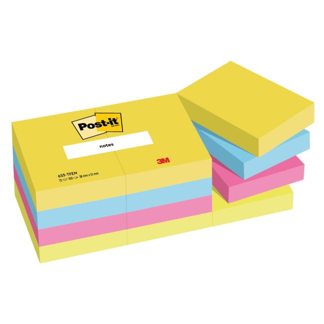 Samolepící bloček Post-it ENERGETIC, 38x51mm, 12x100 lístků