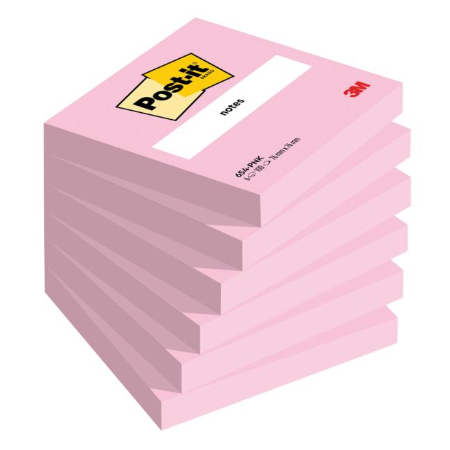 Samolepící bloček Post-it 76x76 růžový 6 x 100 lístků