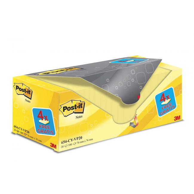 Samolepící bloček Post-it 76x76 žluté 20x100l
