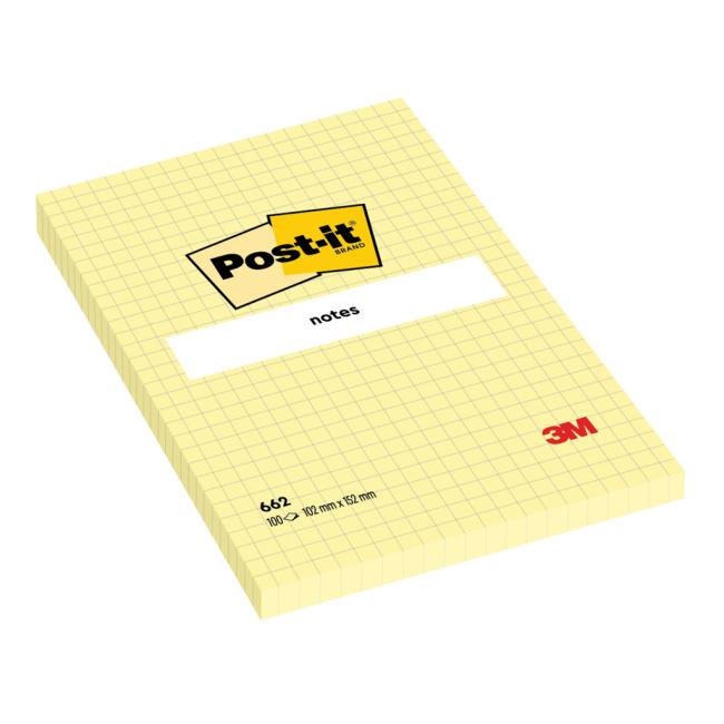 Samolepící bloček Post-it 102x152 žlutý čtverečkovaný