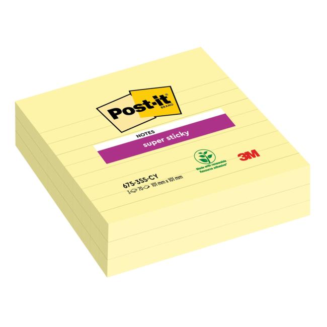 Samolepící bloček Post-it Super Sticky 101x101 žlutý linkovaný