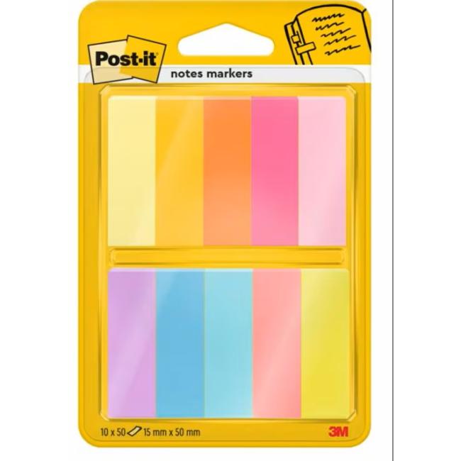 Záložky Post-it papírové, 15mm x 50mm, 50 lístků, 10 bločků/balení