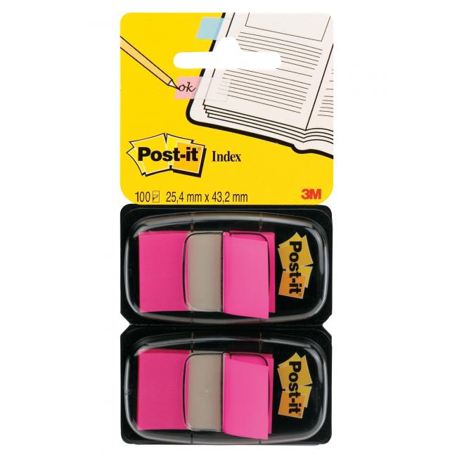 Záložky Post-it Index široké 25,4x43,2 růžová 2ks
