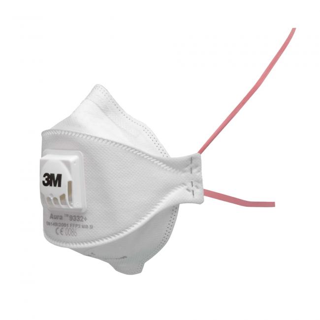 [MM073132] Částicový respirátor FFP3 Aura 9332+ s výdechovým ventilem 3M™ Aura™ Respirátor s filtrem částic 9332+ poskytuje ochranu při dýchání kategorie FFP3, umožňuje složení do roviny, skládá se ze 3 panelů, má nízký odpor při dýchání