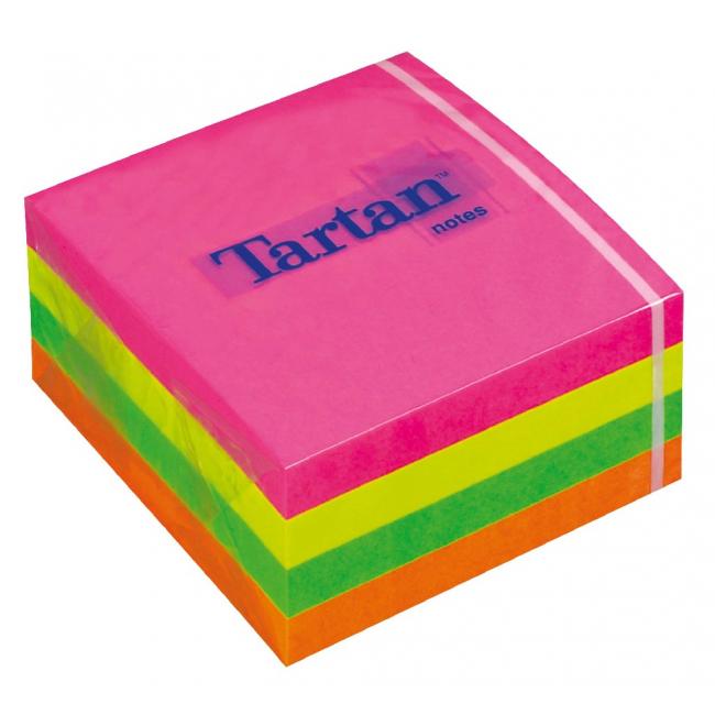 Samolepící bloček kostka Tartan 76x76 4 neonové barvy
