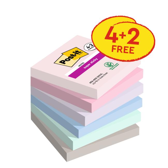 Post-it Soulful 76x76, 4+2 zdarma, 90 listů na blok