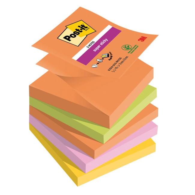 Samolepící Z-bločky Post-it Super Sticky BOOST, velikost 76x76 mm, 5 bločků po 90 lístků