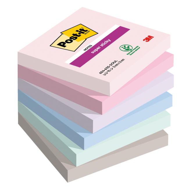 [MM259204] Samolepící bloček Post-it Super Sticky SOULFUL, velikost 76x76 mm, 6 bločků po 90 lístků