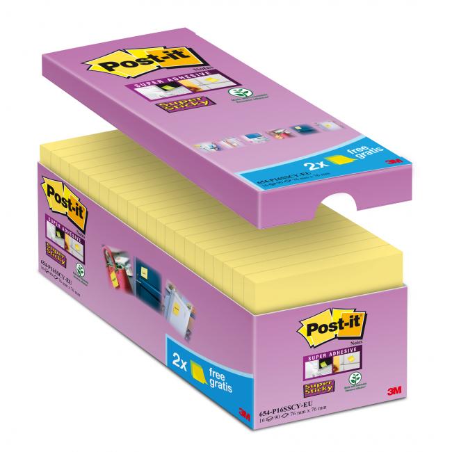 [MM654016] Samolepící bloček Post-it Super Sticky žluté 76x76mm 16x90l