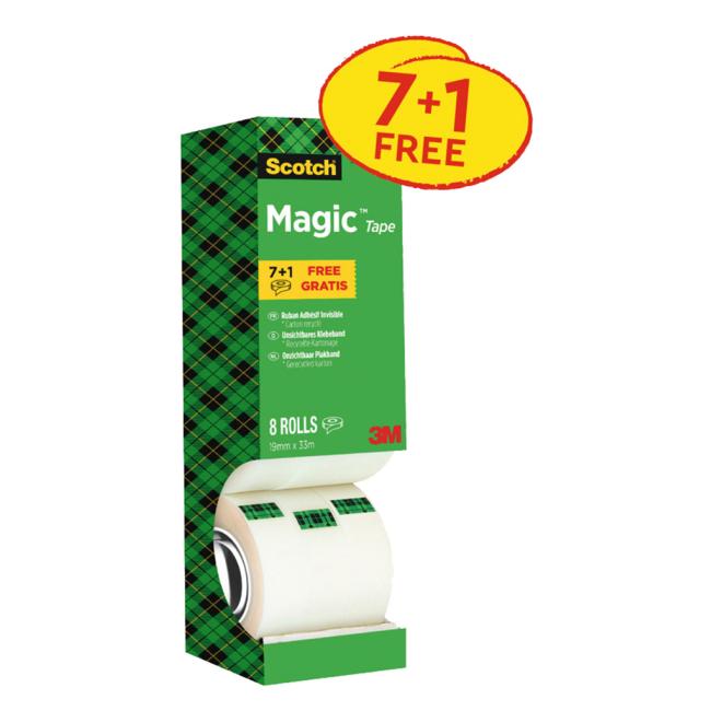 [MM810008] Lepicí páska Scotch Magic neviditelná popisovatelná 19 mm x 33 mv krabičce 7+1 zdarma