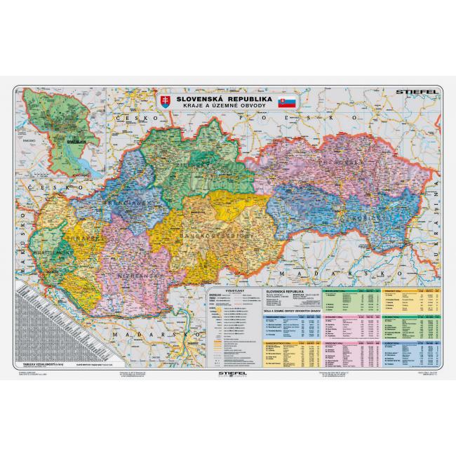 Mapa Slovensko-Kraje a územní obvody