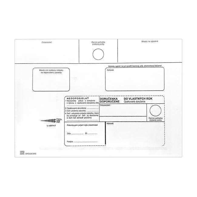 Poštovní obálky C5 dodací dopis do VR OD, Neposílat, s páskou 1000 ks