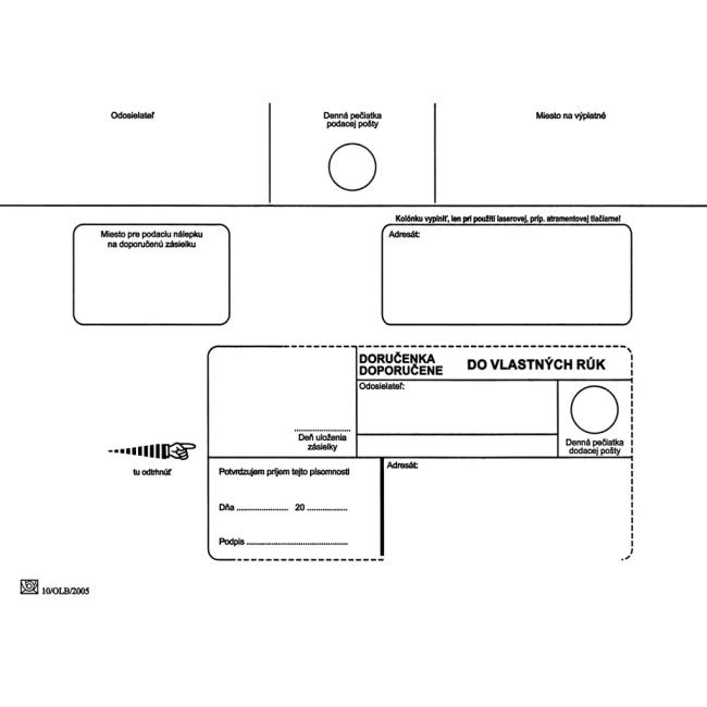 [OB455090] Poštovní obálky C5 doručenka do VR OD, Dosílat, 1000 ks