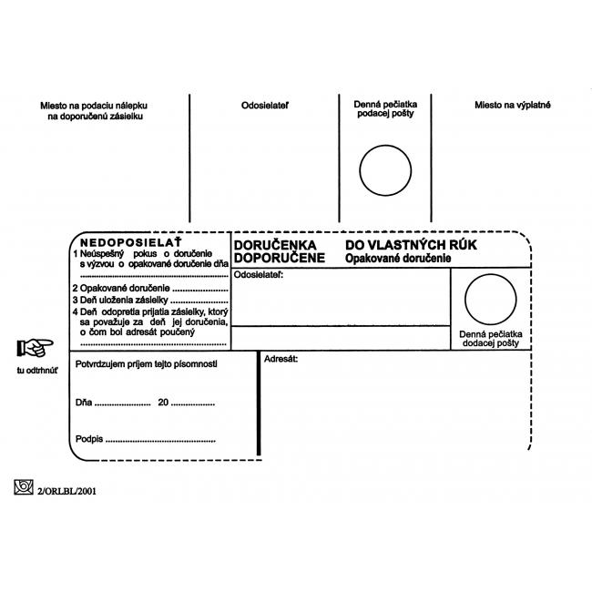 [OB463010] Poštovní obálky B6 doručenka do VR OD, Nedosílat, 100 ks