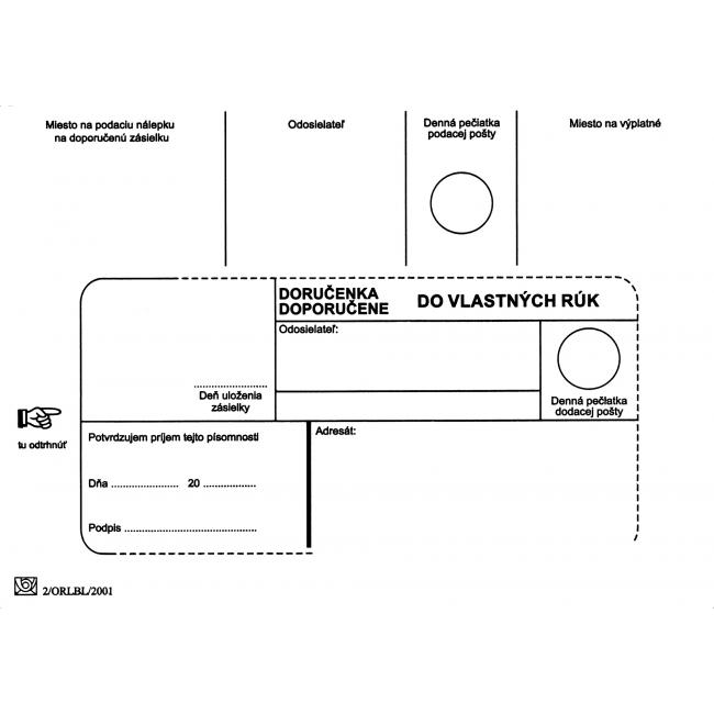 [OB464010] Poštovní obálky B6 doručenka do VR bez OD, 100 ks
