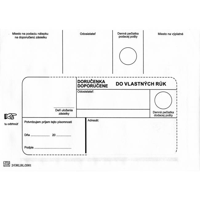[OB464080] Poštovní obálky B6 doručenka do VR bez OD, 1000 ks