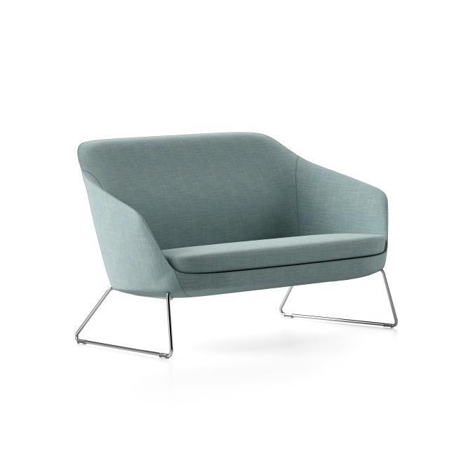 [AB010161] Dvojkřeslo Rona, š. 147 cm, modrá Bomaby 57, konstrukce S10 chrom