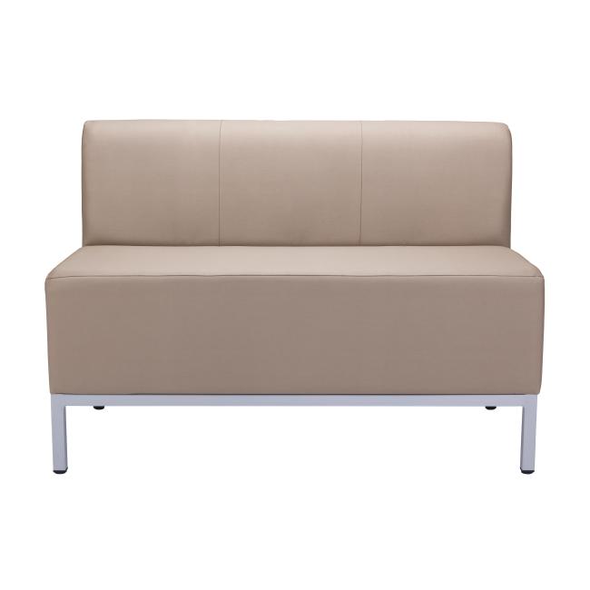 Dvojkřeslo Steve, celočalouněné, š. 118 cm, zdravot. ekokůže béžová KN0020, šedá konstrukce